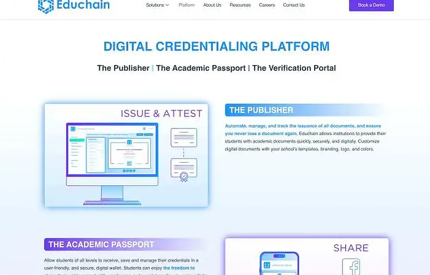 Edu Chain — Digital credentialing — Publisher, Academic Passport and Verification Portal