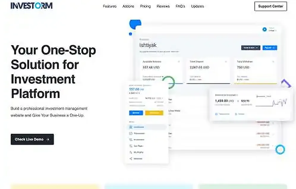 Investorm — Product site — investment platform overview