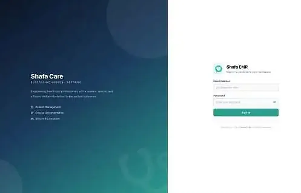 Shafa EHR — Sign-in to the Shafa Care workspace