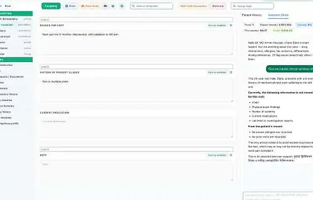 Shafa EHR — AI-assisted clinical summary alongside the patient record