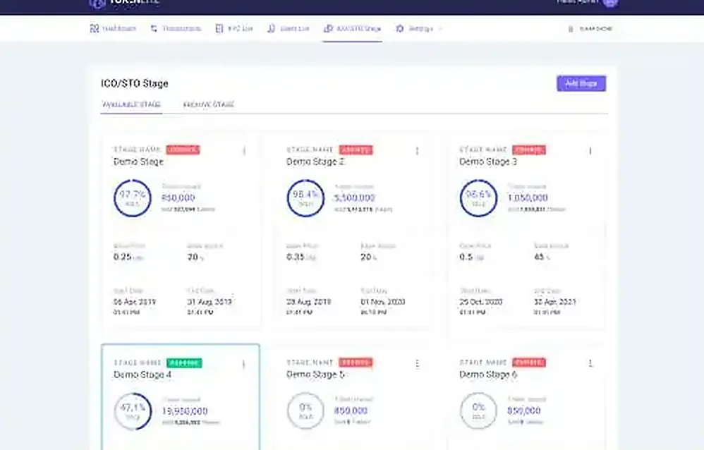 TokenLite — ICO/STO stages with pricing and bonus rules