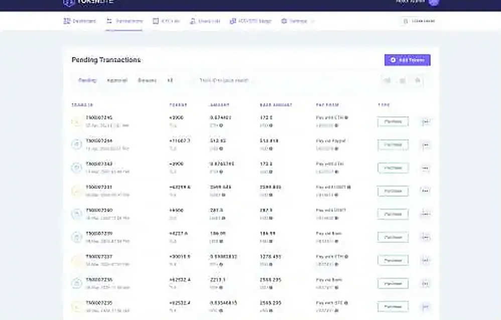 TokenLite — Pending transactions and contribution approvals